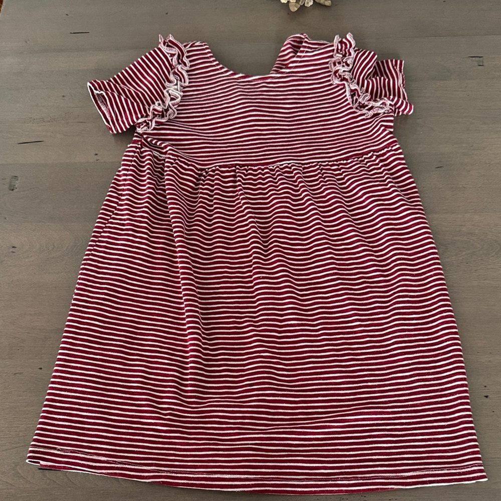 Striped maroon and White Kids Dress size 8